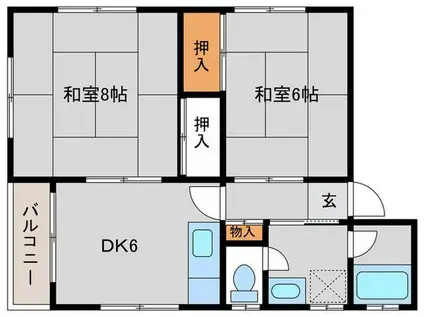 ハイムオークラ(2DK/1階)の間取り写真