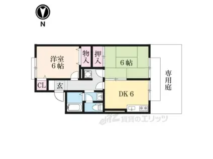 プリシェール姫髪(2DK/1階)の間取り写真