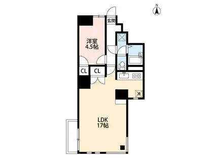 シプエビル(1LDK/5階)の間取り写真