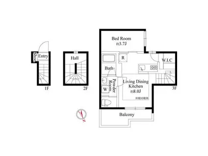 ウッドクレスト羽田レジデンス(1LDK/3階)の間取り写真