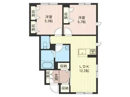 クオーレ(2LDK/1階)の間取り写真