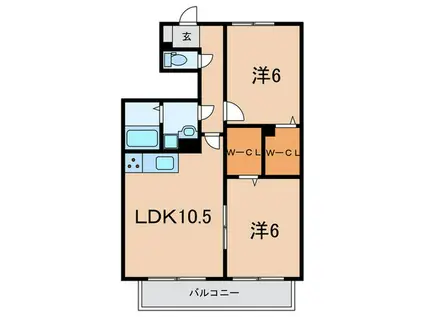 フレッツァ神戸山田B棟(2LDK/1階)の間取り写真