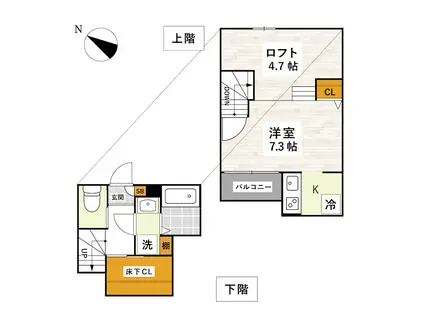 ADC健軍南グランディール(1K/2階)の間取り写真