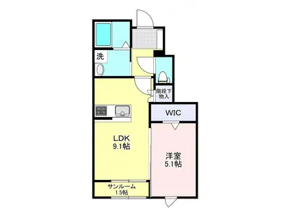 リコルド白坂(1LDK/1階)の間取り写真