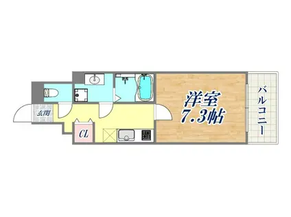 クオーレ三宮弐番館(1K/3階)の間取り写真