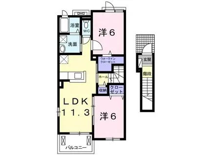 グランディール白石A(2LDK/2階)の間取り写真