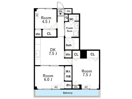 レジデンス瑞鳳(3DK/2階)の間取り写真