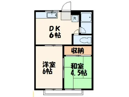 ふじコーポA A(2DK/1階)の間取り写真