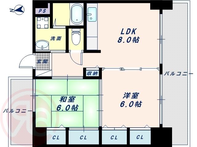グローリーヨシダ(2LDK/7階)の間取り写真