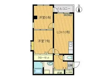 難波パークハウス(2LDK/7階)の間取り写真