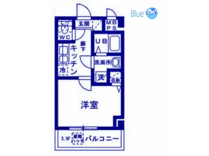 YAMATE(1K/6階)の間取り写真