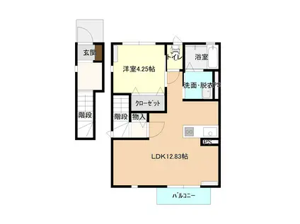ドライデンコートE棟(1LDK/2階)の間取り写真