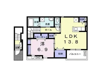 ル・ソレイユ(1LDK/2階)の間取り写真