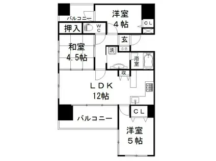 ワコーレ明石本町彩雲館(3LDK/9階)の間取り写真
