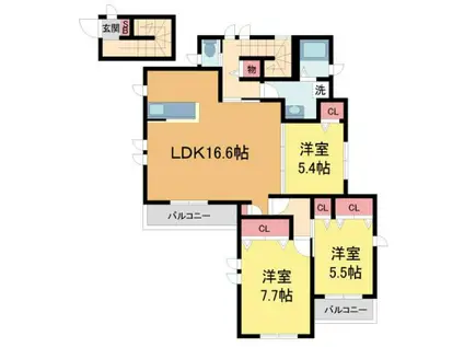 シャーメゾンK(3LDK/2階)の間取り写真