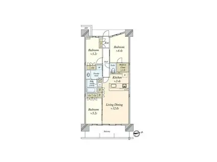 パークホームズLALA名古屋みなとアクルス(3LDK/2階)の間取り写真