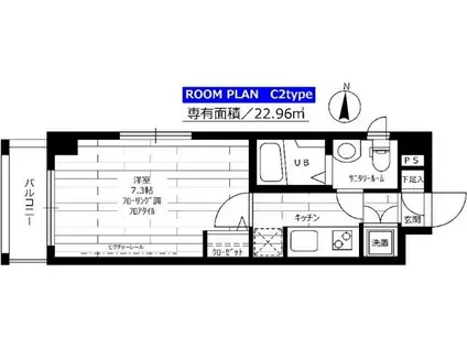 ステージファースト多摩川アジールコート(1K/2階)の間取り写真