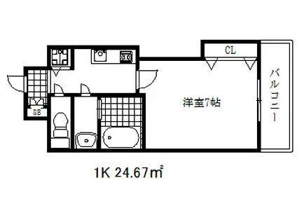 ラグゼ芦屋南(1K/1階)の間取り写真
