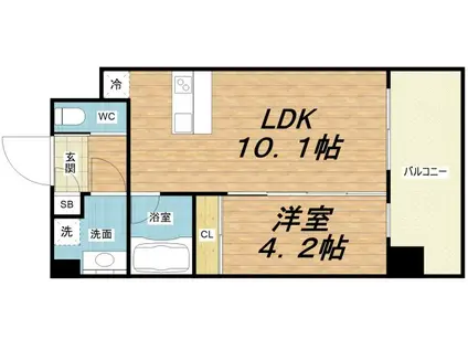 プレジオ弁天町(1LDK/9階)の間取り写真