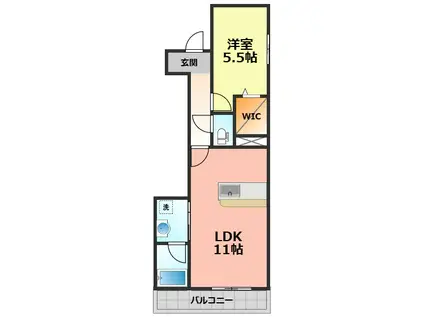 PERLE BLANC 庄内緑地(1LDK/1階)の間取り写真