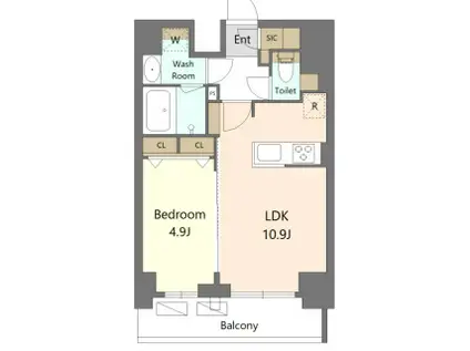 S-RESIDENCE新宿早稲田AVELIS(1LDK/7階)の間取り写真