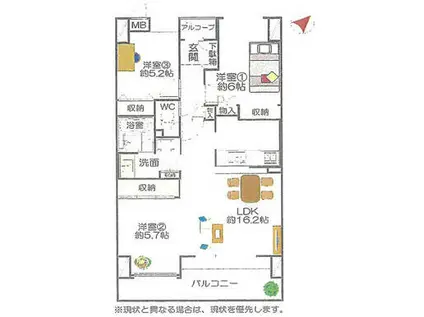 アルファステイツ富田浜(3LDK/2階)の間取り写真