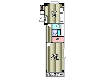 メゾンボヌール(1DK/2階)の間取り写真
