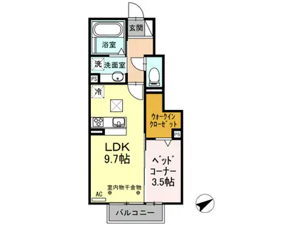 コンフィアンサ(1LDK/1階)の間取り写真