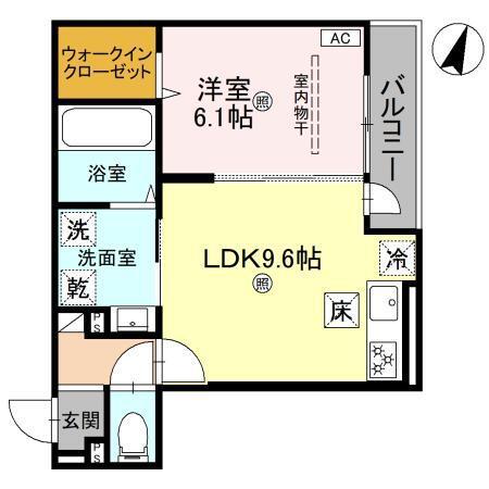 D-GRACE秋月(1LDK/1階)の間取り写真