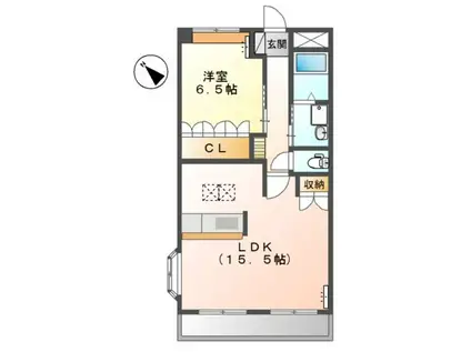 ノーブル(1LDK/1階)の間取り写真