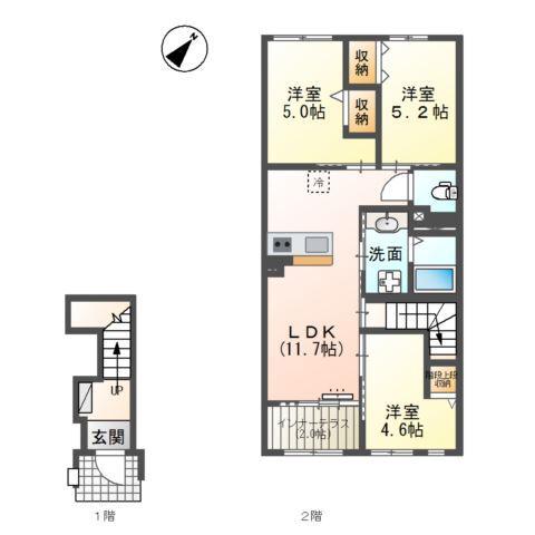 CHALEUR K(3LDK/2階)の間取り写真