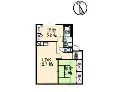 カーサ焼山中央A棟(2LDK/1階)の間取り写真