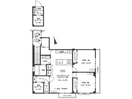 インブルーメンハイン(2LDK/3階)の間取り写真
