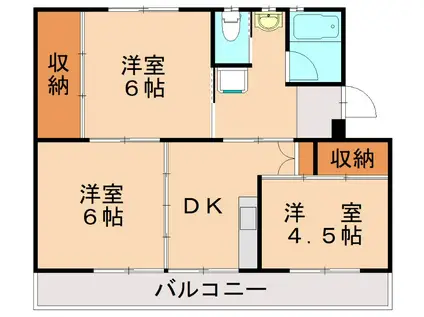 ビレッジハウス水巻(3DK/1階)の間取り写真
