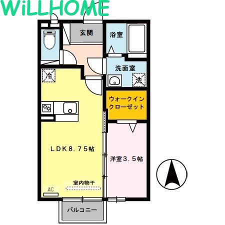 グランディールII(1LDK/2階)の間取り写真