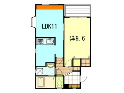 ヴューテラス学園通(1LDK/1階)の間取り写真