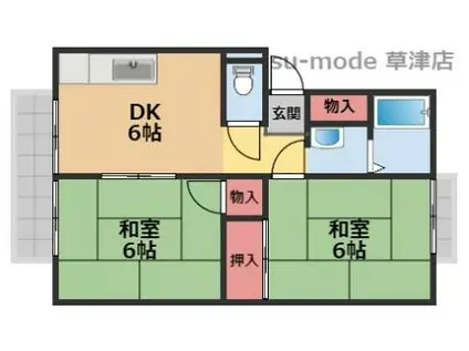 ハイツ大沢(2DK/2階)の間取り写真