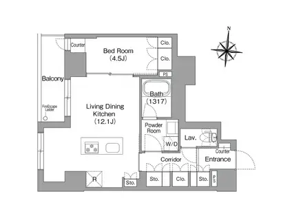 プラネソシエプラス旗の台(1LDK/2階)の間取り写真