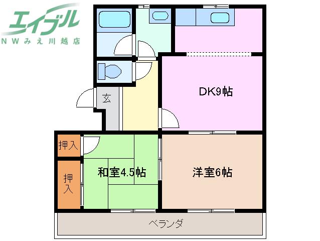 サンパーク(2DK/1階)の間取り写真