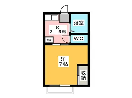 アミティー3(1K/2階)の間取り写真