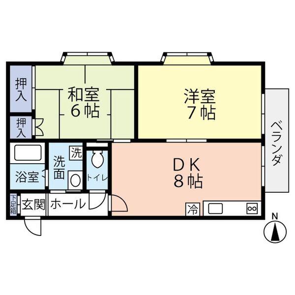 ローレンスパークA(2DK/2階)の間取り写真