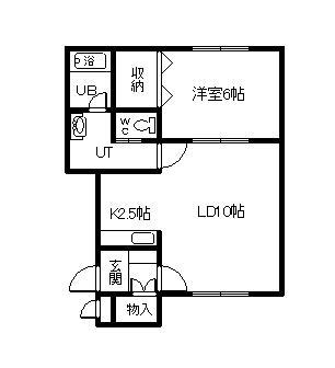 カラールB(1LDK/1階)の間取り写真
