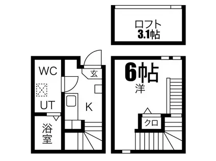 オーフォレスト(1K/1階)の間取り写真