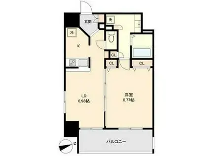 マリオン城西(1LDK/8階)の間取り写真