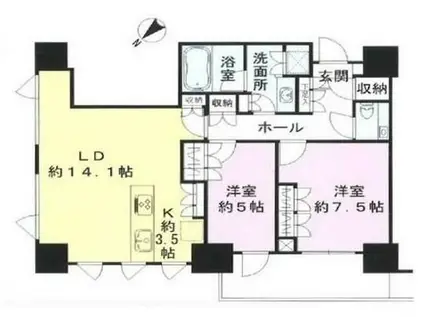 パークコート六本木(2LDK/8階)の間取り写真
