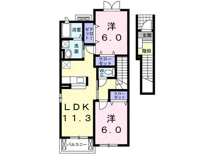 フェアリーガーデンA(2LDK/2階)の間取り写真