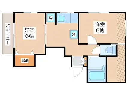 メゾンパーシモン(2DK/3階)の間取り写真