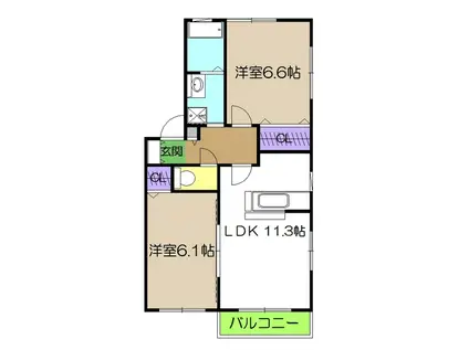 シャーメゾン・ルミナーレ C棟(2LDK/2階)の間取り写真