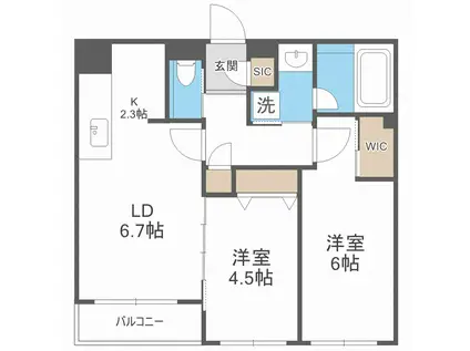 LIVECASA白石(2LDK/2階)の間取り写真