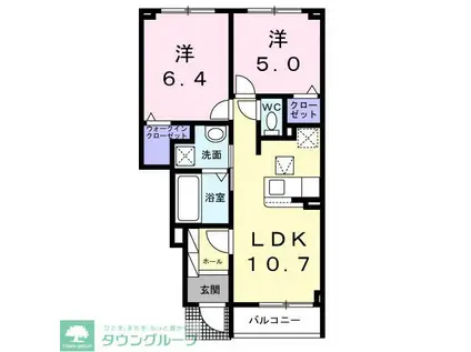プレッソ高崎D(2LDK/1階)の間取り写真